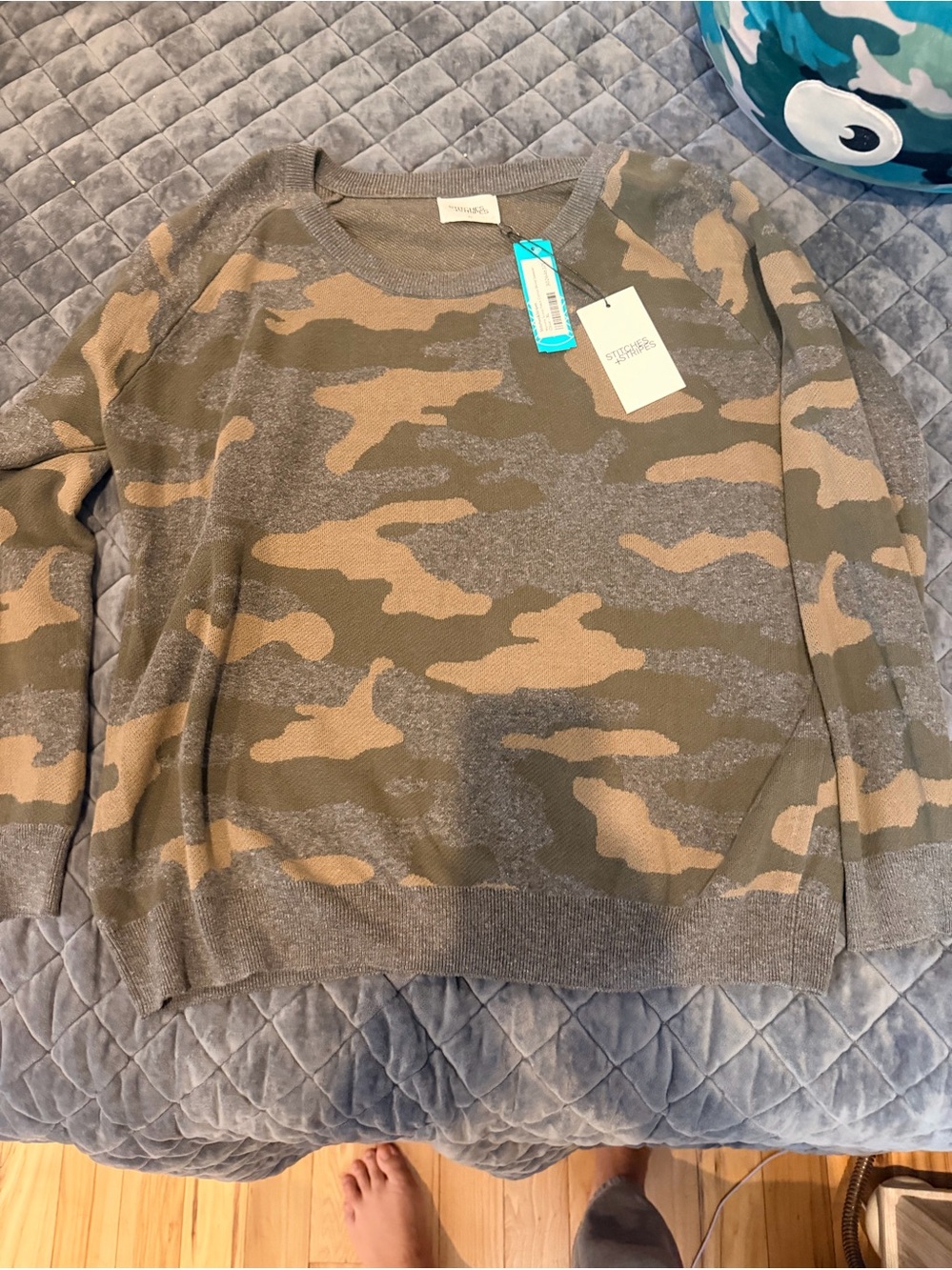 Stitches Olive and Tan Camo Crewneck Sweater